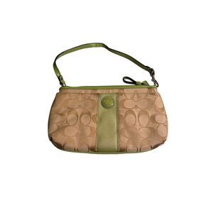 Y2K Coach Green/Tan Monogram Wristlet - Vintage 2000s Style
